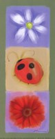 Ladybug Flowers Panel Framed Print