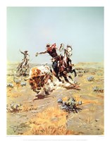 Cowboy Roping A steer Fine Art Print