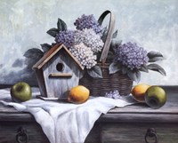 Birdhouse, Hydrangea, Apple Fine Art Print