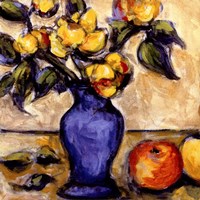 Blue Vase Of Yellow Peonies by Nicole Etienne - 12" x 12"
