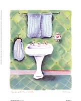 Sink With Blue Towels Fine Art Print