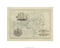 Antique Map Of Asia Framed Print