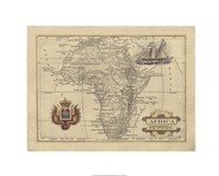 Antique Map Of Africa by Jillian Jeffrey - 26" x 20"