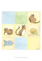 Tic-Tac Cats In Blue Fine Art Print