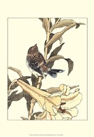 Oriental Bird On Branch II Fine Art Print