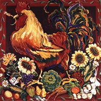 Rooster Harvest by Suzanne Etienne - 12" x 12", FulcrumGallery.com brand
