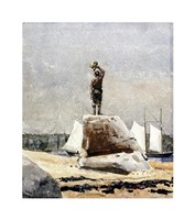 Boy Hailing Schooners Fine Art Print