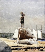 Boy Hailing Schooners Fine Art Print