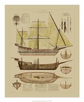 Antique Ship Plan II Giclee