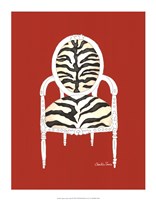 Zebra Chair On Red Giclee