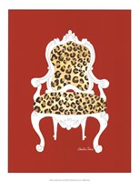 Leopard Chair On Red Framed Print