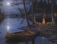 Camp Fire Canoe Fine Art Print