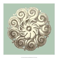 Celadon and Mocha Rosette I Fine Art Print