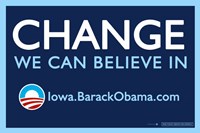 Barack Obama - (Change, Iowa) Campaign Poster - 17" x 11"