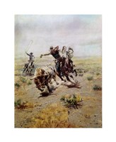 Cowboy Roping a Steer Fine Art Print
