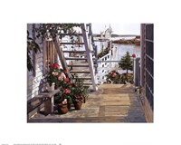 Blue Stair and Begonias, 1987 Fine Art Print
