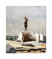 Boy Hailing Schooners Fine Art Print