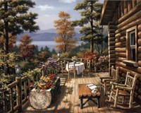 Log Cabin Porch by Sung Kim - 20" x 16"