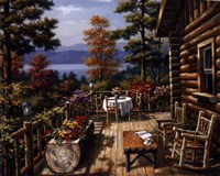 Log Cabin Porch by Sung Kim - 10" x 8"