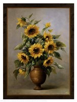 Sunflowers In Bronze I Framed Print