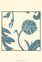 Teal Floral Motif III Fine Art Print