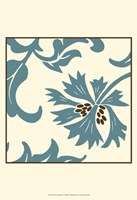 Teal Floral Motif IV Fine Art Print