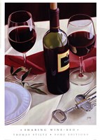 Sharing Wine - Red Framed Print
