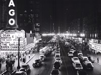 Night Scene of Chicago State Street, 1953 Fine Art Print