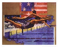 Olympic Swimmers by Michael C. Dudash - 28" x 22"