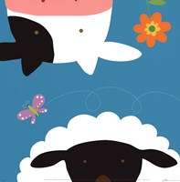 Farm Group: Cow and Sheep Fine Art Print