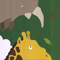 Safari Group: Giraffe and Rhino Fine Art Print