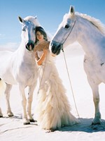 Woman with White Horses Fine Art Print