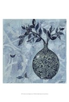 Ornate Vase with Indigo Leaves I Framed Print