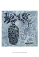 Ornate Vase with Indigo Leaves II Framed Print