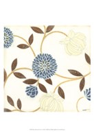 Blue and Cream Flowers on Silk I Fine Art Print