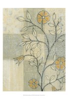 Neutral Linen Blossoms I Framed Print