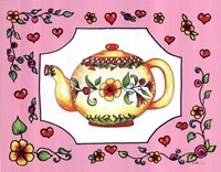 Teapot with Pink Coral Floral by Serena Bowman - 14" x 11", FulcrumGallery.com brand