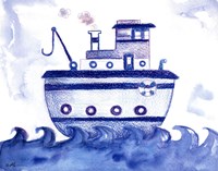 Blue Tugboat Fine Art Print