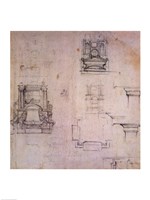 Inv. 1859 6-25-545. R. (W. 25) Designs for tombs Fine Art Print