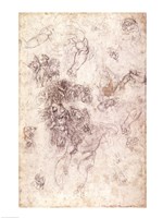 Study of figures for 'The Last Judgement' with artist's signature, 1536-41 Fine Art Print