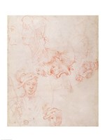 Studies of heads, 1508-12d Fine Art Print