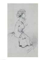 Young woman with a ribbon, 1857 Fine Art Print