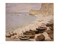 Boats on the Beach at Etretat, 1883 Fine Art Print