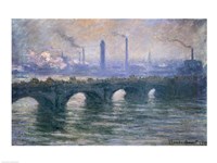 Waterloo Bridge, Cloudy Day, 1900 Fine Art Print