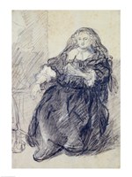 Seated Saskia with a letter in her left hand Fine Art Print