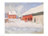 Norway, Red Houses at Bjornegaard, 1895 Fine Art Print