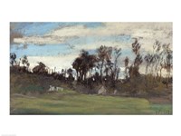 The Meadow lined with trees Fine Art Print