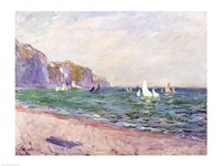 Boats below the Cliffs at Pourville, 1882 Fine Art Print