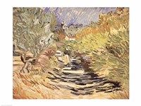 A Road in St. Remy with Female Figures, 1889 Fine Art Print