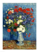 Still Life: Vase with Cornflowers and Poppies, 1887 Framed Print